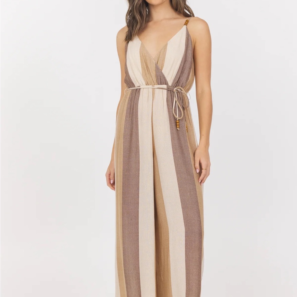 Striped Beige and Brown Jumpsuit